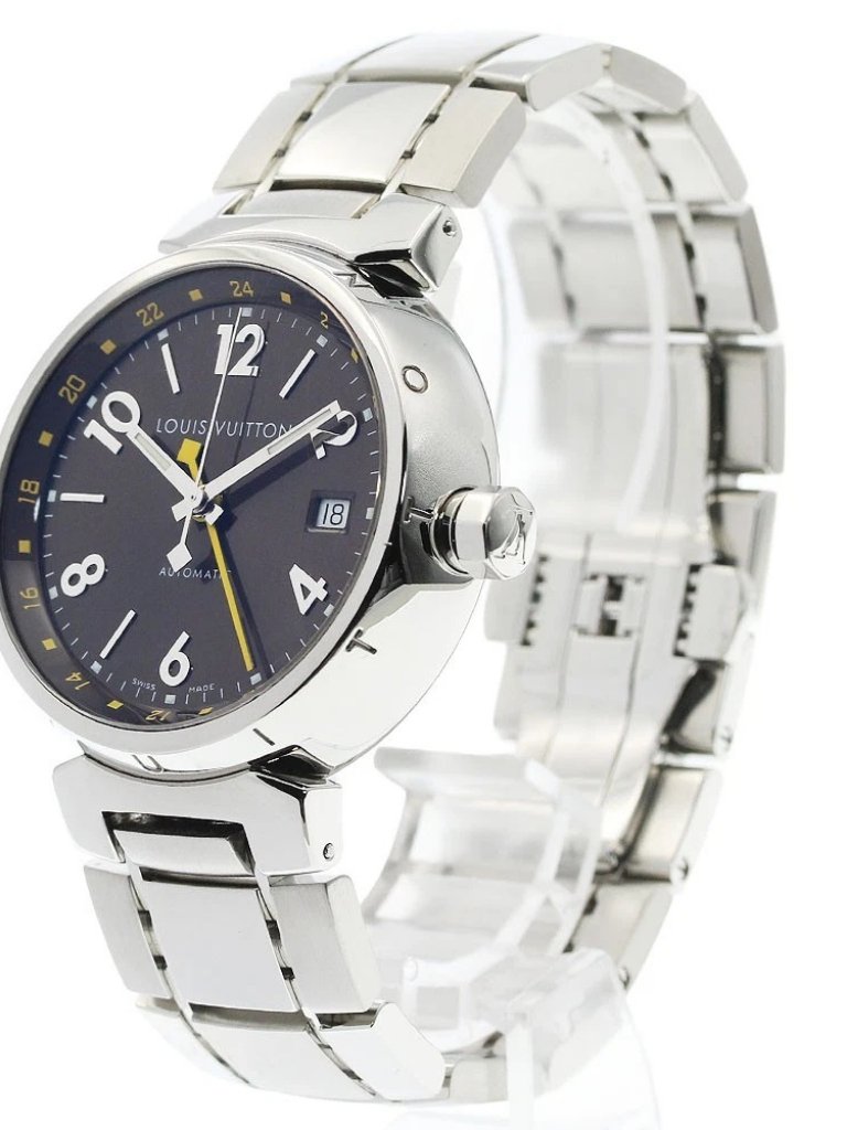 Louis Vuitton Tambour Q1131 Gmt Date Brown Dial Automatic Mens Watch962354